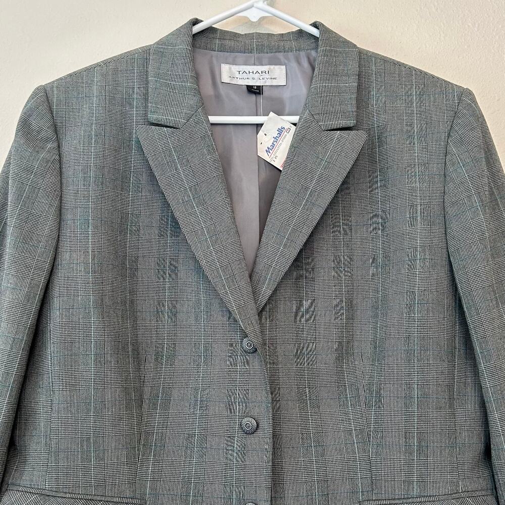 New Tahari Arthur S. Levine Gray Plaid Blazer plus 18 tailored Career Jacket - Picture 3 of 12